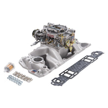 Load image into Gallery viewer, Edelbrock Manifold And Carb Kit Performer Air-Gap Small Block Chevrolet 1957-1986 Natural Finish Intake Manifolds Edelbrock