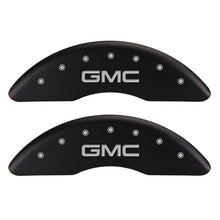 Load image into Gallery viewer, MGP 4 Caliper Covers Engraved Front & Rear GMC Red finish silver ch Caliper Covers MGP