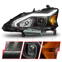 Load image into Gallery viewer, ANZO 13-15 Nissan Altima (w/o Factory HID Bulbs) Projector Headlights - w/ Light Bar Black Housing Headlights ANZO