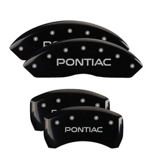 Load image into Gallery viewer, MGP 4 Caliper Covers Engraved Front & Rear Pontiac Black finish silver ch Caliper Covers MGP