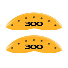 Load image into Gallery viewer, MGP 4 Caliper Covers Engraved Front & Rear 300 Yellow finish black ch Caliper Covers MGP