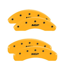 Load image into Gallery viewer, MGP 4 Caliper Covers Engraved Front & Rear No bolts/Sport Yellow finish black ch Caliper Covers MGP
