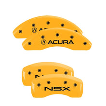 Load image into Gallery viewer, MGP 4 Caliper Covers Engraved Front & Rear MGP Yellow finish black ch Caliper Covers MGP