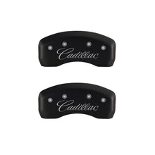 Load image into Gallery viewer, MGP 4 Caliper Covers Engraved Front & Rear Cursive/Cadillac Red finish silver ch Caliper Covers MGP
