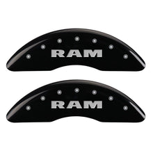 Load image into Gallery viewer, MGP 4 Caliper Covers Engraved Front & Rear RAM Black finish silver ch Caliper Covers MGP