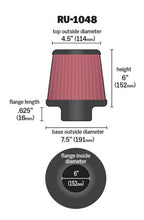 Load image into Gallery viewer, K&N Universal Clamp-On Air Filter 6in Flange / 7-1/2in Base / 4-1/2in Top / 6in Height Air Filters - Universal Fit K&N Engineering