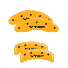 Load image into Gallery viewer, MGP 4 Caliper Covers Engraved Front & Rear Vtech Yellow Finish Black Char 2001 Acura TL Caliper Covers MGP