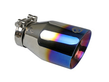 Load image into Gallery viewer, aFe Mach Force XP 304 Stainless Steel Clamp-On Exhaust Tip 2.5in Inlet / 4in Outlet - Blue Flame Tips aFe