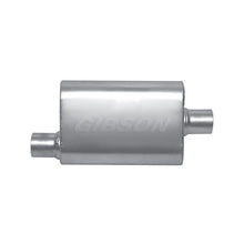 Load image into Gallery viewer, Gibson MWA Superflow Offset/Center Oval Muffler - 4x9x14in/2.25in Inlet/2.25in Outlet - Stainless Muffler Gibson