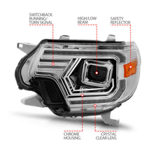Load image into Gallery viewer, ANZO 12-15 Toyota Tacoma Projector Headlights - w/ Light Bar Switchback Chrome Housing Headlights ANZO