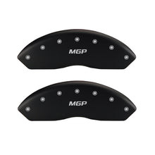 Load image into Gallery viewer, MGP Front set 2 Caliper Covers Engraved Front Bowtie Red finish silver ch Caliper Covers MGP