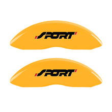 Load image into Gallery viewer, MGP 4 Caliper Covers Engraved Front & Rear No bolts/Sport Yellow finish black ch Caliper Covers MGP