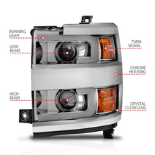 Load image into Gallery viewer, ANZO Projector Headlights 15-17 Chevrolet Silverado 2500HD / 3500HD Chrome w/ Chrome Rim Headlights ANZO