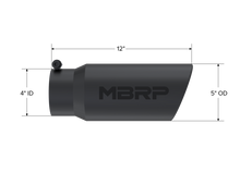 Load image into Gallery viewer, MBRP Universal Tip 5 O.D. Angled Rolled End 4 inlet 12 length - Black Finish Tips MBRP