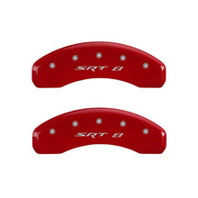 Load image into Gallery viewer, MGP 4 Caliper Covers Engraved Front & Rear SRT8 Red finish silver ch Caliper Covers MGP