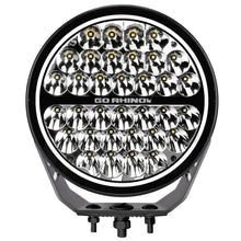 Load image into Gallery viewer, Go Rhino Xplor Blackout Series Round Single LED Spot Light Kit w/DRL (Surface Mount) 9in. - Blk Light Bars & Cubes Go Rhino