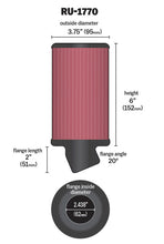 Load image into Gallery viewer, K&N Filter Universal Rubber Filter 2 7/16 inch 20 Degree Flange 3 3/4 inch OD 6 inch Height Misc Powersports K&N Engineering