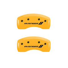 Load image into Gallery viewer, MGP 4 Caliper Covers Engraved Front & Rear With stripes/Avenger Yellow finish black ch Caliper Covers MGP