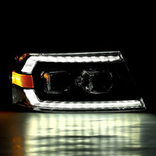 Load image into Gallery viewer, AlphaRex 04-08 Ford F-150 (No 2004 Heritage) LUXX-Series LED Proj HL Alpha-Blk w/Actv Lgt / Seq. Sig Headlights AlphaRex