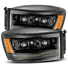 Load image into Gallery viewer, AlphaRex 06-08 Dodge Ram 1500HD LUXX LED Projector Headlights Plank Style Alpha Blk w/Seq Signal/DRL Headlights AlphaRex