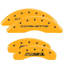 Load image into Gallery viewer, MGP 4 Caliper Covers Engraved Front Corvette C7 Engraved Rear Z51/2015 Yellow finish black ch Caliper Covers MGP