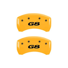 Load image into Gallery viewer, MGP 4 Caliper Covers Engraved Front Pontiac Rear G8 Yellow Finish Black Char 2008 Pontiac G8 Caliper Covers MGP