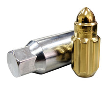 Load image into Gallery viewer, NRG 500 Series M12 X 1.5 Bullet Shape Steel Lug Nut Set - 21 Pc w/Lock Key - Chrome Gold Lug Nuts NRG