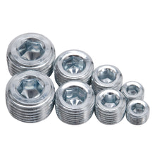 Load image into Gallery viewer, Edelbrock Fittings Pipe Plug Kit Internal Allen Head 1/8In 1/4In 3/8In 1/2In NPT Set of 8 Fittings Edelbrock