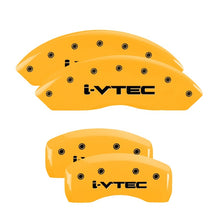 Load image into Gallery viewer, MGP 4 Caliper Covers Engraved Front & Rear I-Vtec Yellow Finish Black Char 2017 Acura RDX Caliper Covers MGP