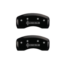 Load image into Gallery viewer, MGP 4 Caliper Covers Engraved Front & Rear Lincoln Black finish silver ch Caliper Covers MGP