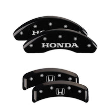 Load image into Gallery viewer, MGP 4 Caliper Covers Engraved Front Honda Engraved Rear H Logo Black finish silver ch Caliper Covers MGP