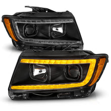 Load image into Gallery viewer, ANZO 11-13 Jeep Grand Cherokee (Factory Halogen Only) Projector Headlights w/Light Bar Swtchbk Black Headlights ANZO