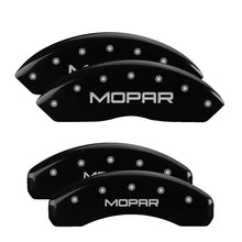 Load image into Gallery viewer, MGP 4 Caliper Covers Engraved Front & Rear MOPAR Black finish silver ch Caliper Covers MGP