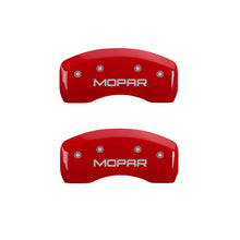 Load image into Gallery viewer, MGP 4 Caliper Covers Engraved Front & Rear MOPAR Red finish silver ch Caliper Covers MGP