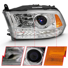 Load image into Gallery viewer, ANZO 2009-2018 Dodge Ram 1500 Projector Plank Style Switchback H.L Halo Chrome Amber (OE Style) Headlights ANZO