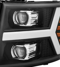 Load image into Gallery viewer, AlphaRex 07-13 Chevy 1500HD PRO-Series Proj Headlight Plank Style Matte Blk w/Activ Light/Seq Signal Headlights AlphaRex