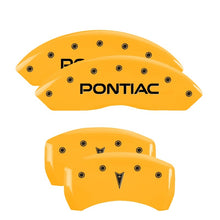 Load image into Gallery viewer, MGP 4 Caliper Covers Engraved Front & Rear MGP Yellow Finish Black Char 2002 Pontiac Grand Prix Caliper Covers MGP