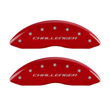 Load image into Gallery viewer, MGP 4 Caliper Covers Engraved Front & Rear Block/Challenger Red finish silver ch Caliper Covers MGP