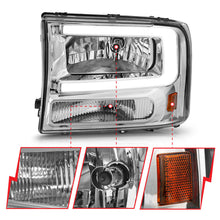 Load image into Gallery viewer, ANZO 99-04 Ford F250/F350/F450/Excursion (excl. 99) Crystal Headlights - w/ Light Bar Chrome Housing Headlights ANZO