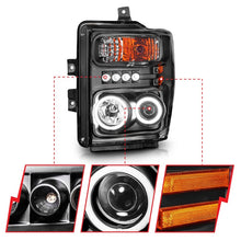 Load image into Gallery viewer, ANZO 2008-2010 Ford F-250 Projector Headlights w/ Halo Black (CCFL) Headlights ANZO