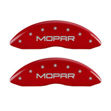 Load image into Gallery viewer, MGP Front set 2 Caliper Covers Engraved Front MOPAR Red finish silver ch Caliper Covers MGP