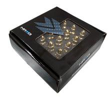 Load image into Gallery viewer, NRG 500 Series M12 X 1.5 Bullet Shape Steel Lug Nut Set - 21 Pc w/Lock Key - Chrome Gold Lug Nuts NRG