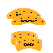 Load image into Gallery viewer, MGP 4 Caliper Covers Engraved Front Pontiac Rear G6 Yellow Finish Black Char 2007 Pontiac G5 Caliper Covers MGP