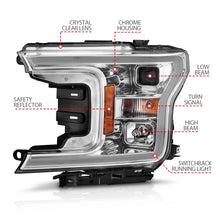 Load image into Gallery viewer, ANZO 2018-2020 Ford F-150 Projector Headlight w/Plank Style Switchback Chrome Housing Headlights ANZO
