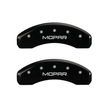 Load image into Gallery viewer, MGP 4 Caliper Covers Engraved Front & Rear MOPAR Black finish silver ch Caliper Covers MGP