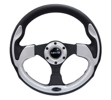 Load image into Gallery viewer, NRG Reinforced Steering Wheel (320mm) Blk w/Silver Trim & 5mm 3-Spoke Steering Wheels NRG