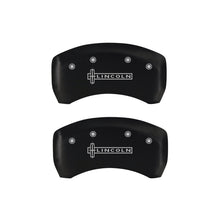 Load image into Gallery viewer, MGP 4 Caliper Covers Engraved Front & Rear Lincoln Red finish silver ch Caliper Covers MGP