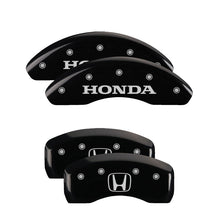 Load image into Gallery viewer, MGP 4 Caliper Covers Engraved Front Honda Rear H Logo Black Finish Silver Char 2017 Honda Civic Caliper Covers MGP