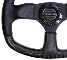 Load image into Gallery viewer, NRG Carbon Fiber Steering Wheel (320mm) Flat Bottom & Leather Trim w/Black Stitching Steering Wheels NRG