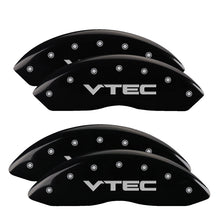 Load image into Gallery viewer, MGP 4 Caliper Covers Engraved Front & Rear Vtech Black finish silver ch Caliper Covers MGP